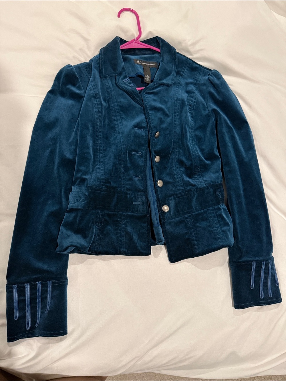 INC International Concepts Teal Velvet Button-Front Blazer